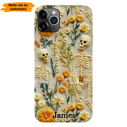 Personalized Skeleton Flower Phone Case