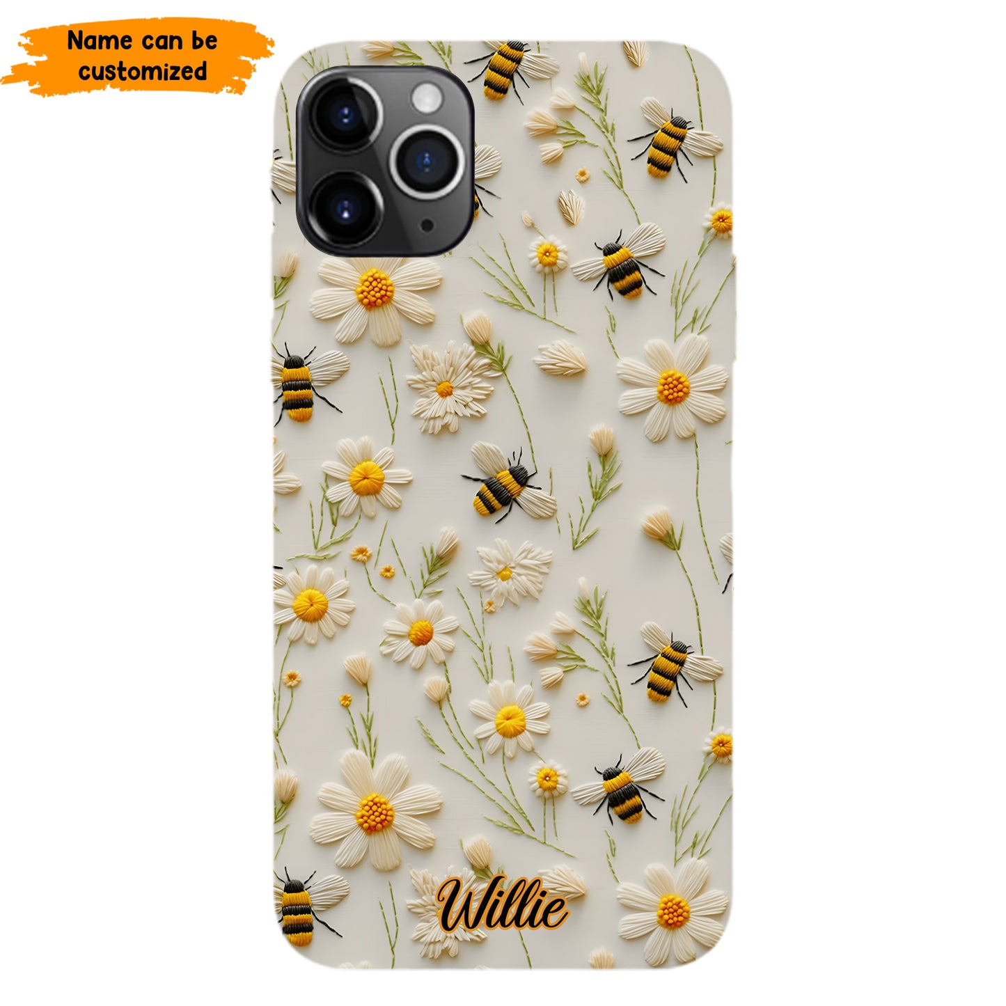 Bee & Daisy Floral - Personalized Phone Case