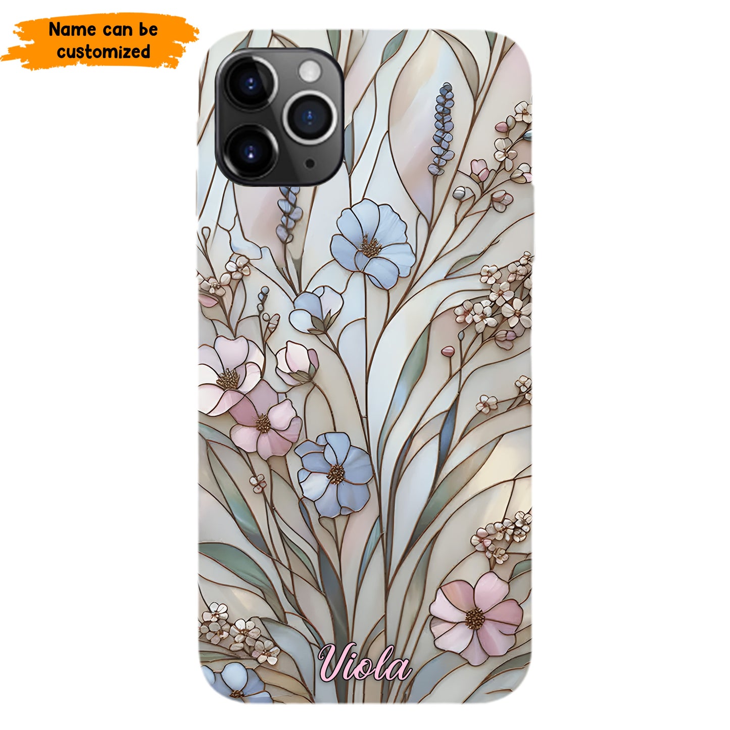 Wildflower Stained Glass Effect  – Personalized Flower Phone Case