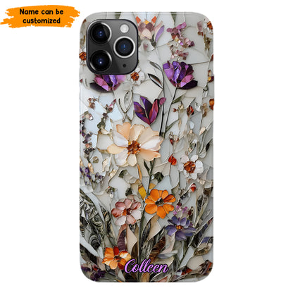 Mosaic Pressed Flowers – Personalized Phone Case