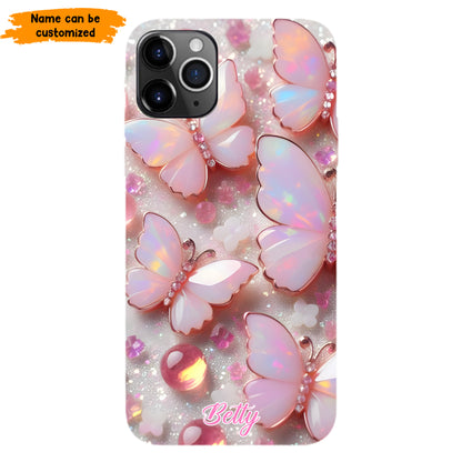 Personalized Pink Opal Butterfly Phone Case