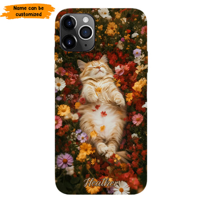 Cozy Cat in Flowers Personalized Phone Case