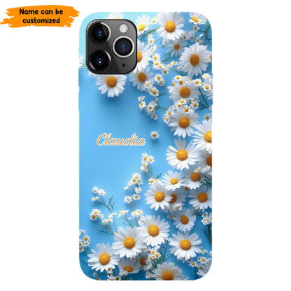 Personalized Daisy Blue Background Phone Case