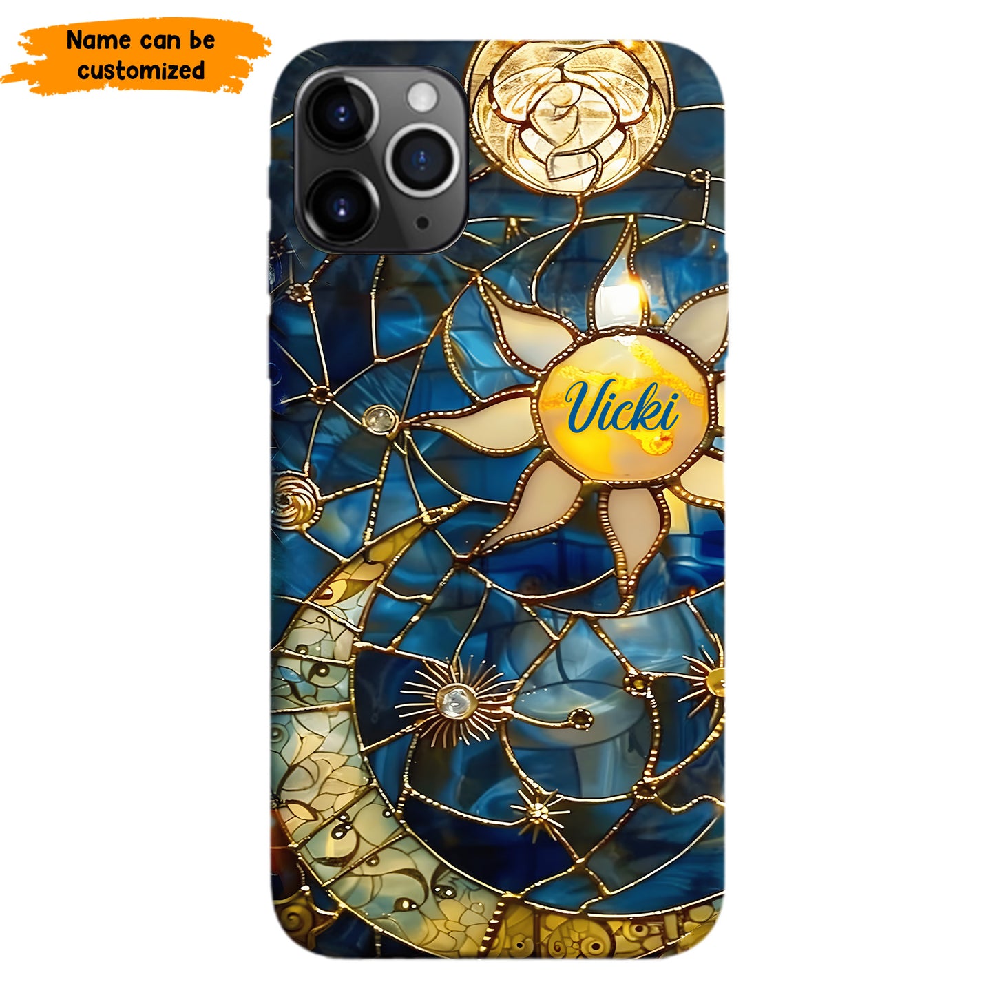 Personalized Celestial Dreams Phone Case – Stained Glass Style
