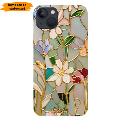 Personalized Wildflower Stained Glass Effect Phone Case