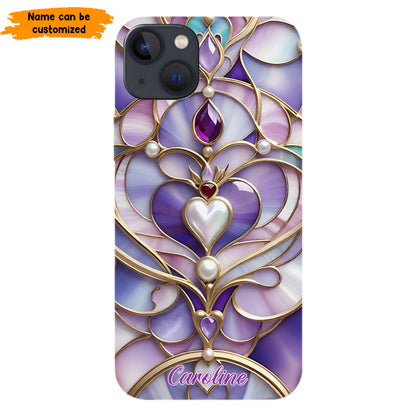 Personalized Royal Heart Stained Glass Phone Case