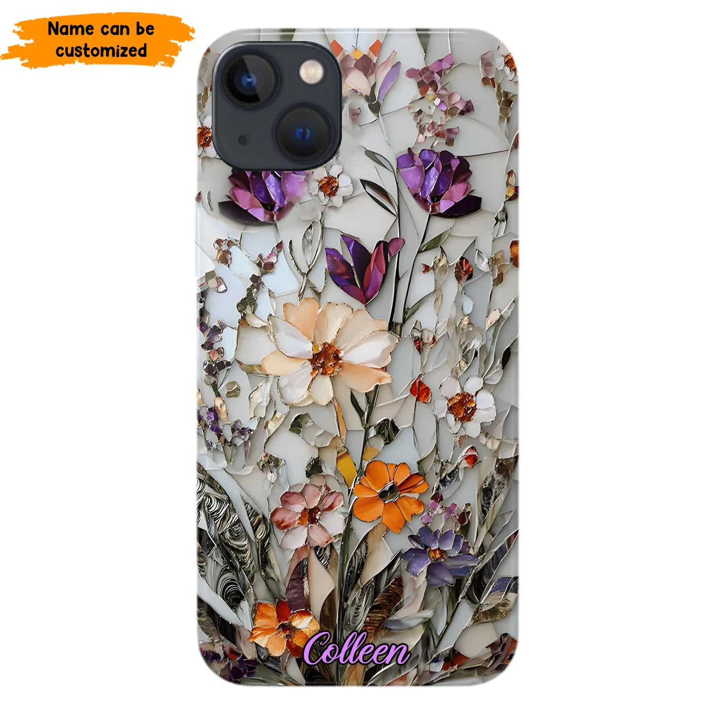 Mosaic Pressed Flowers – Personalized Phone Case