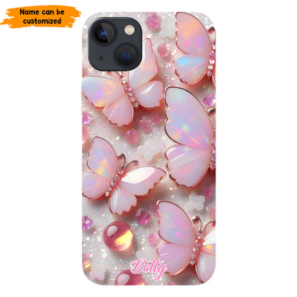 Personalized Pink Opal Butterfly Phone Case