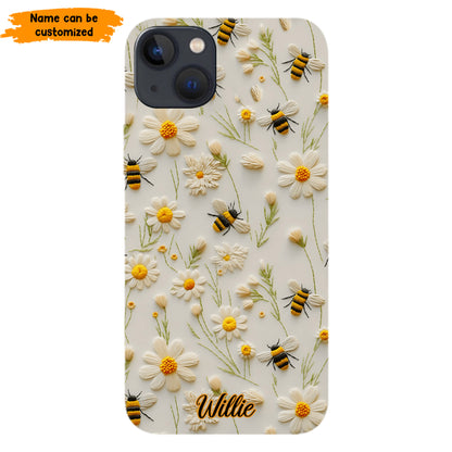 Bee & Daisy Floral - Personalized Phone Case