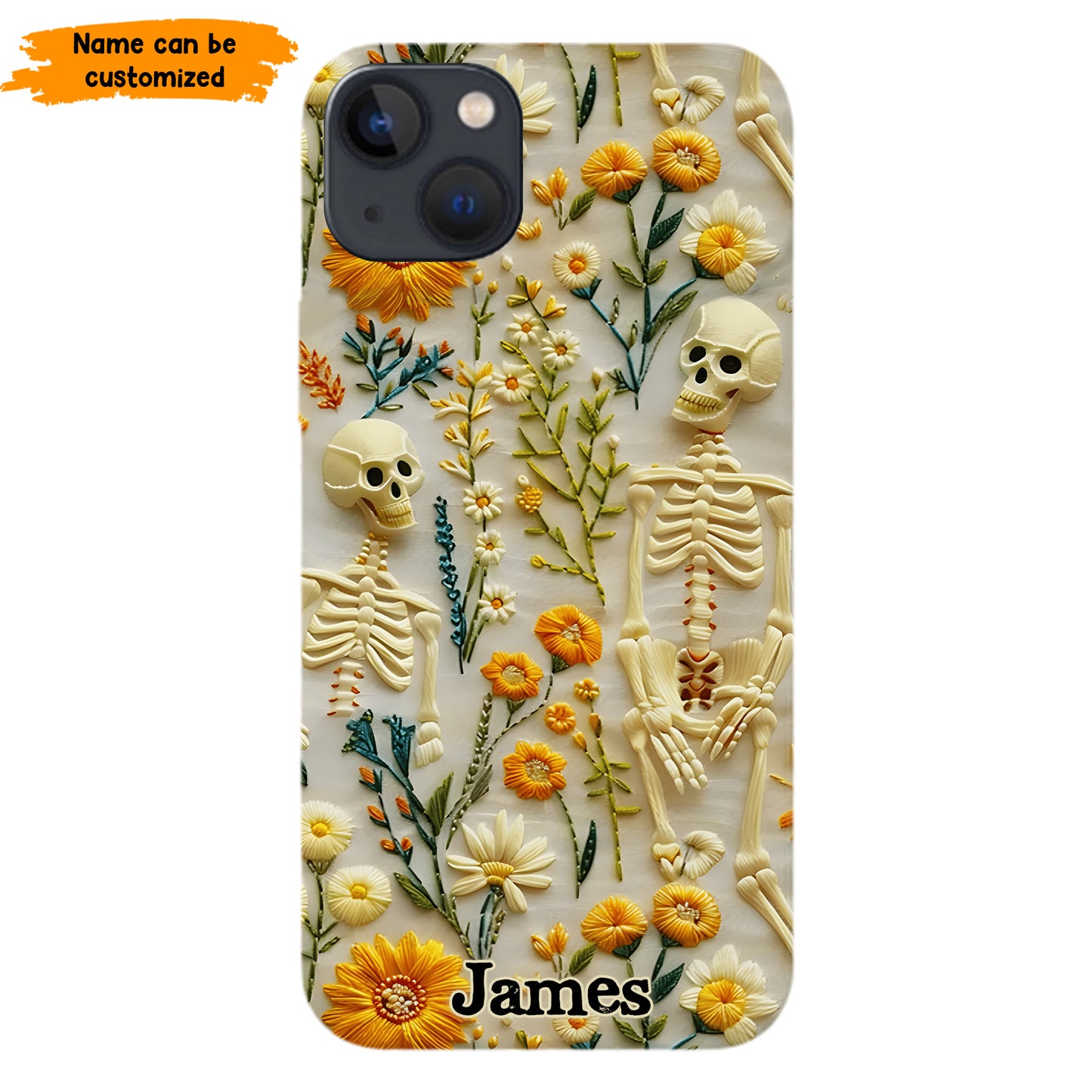 Personalized Skeleton Flower Phone Case