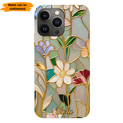 Personalized Wildflower Stained Glass Effect Phone Case