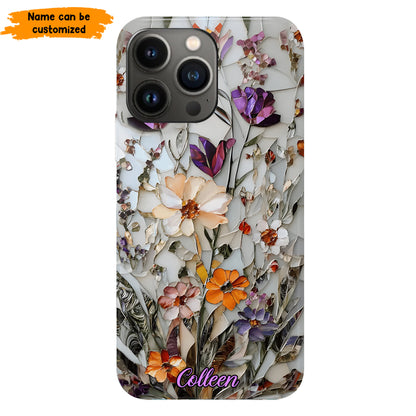 Mosaic Pressed Flowers – Personalized Phone Case