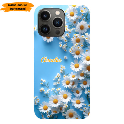 Personalized Daisy Blue Background Phone Case