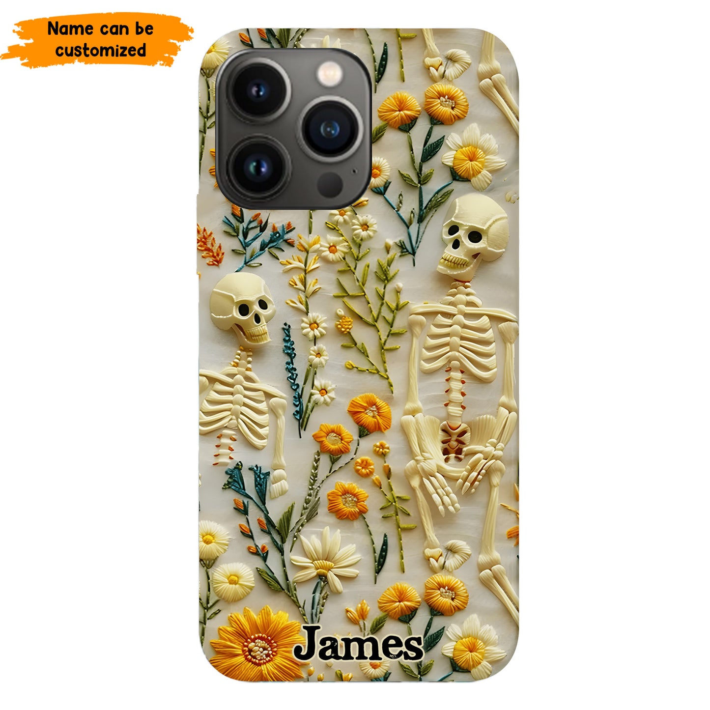 Personalized Skeleton Flower Phone Case