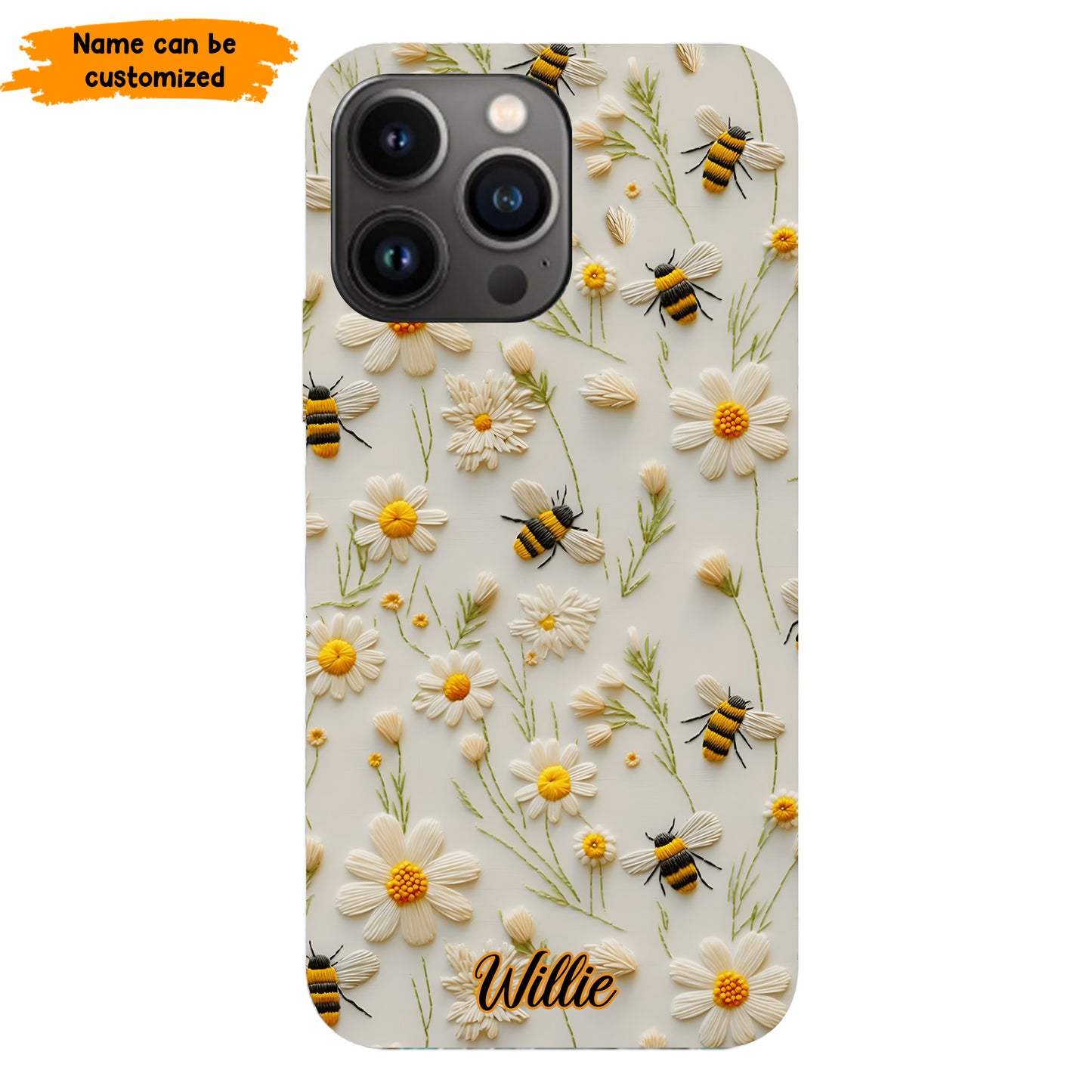 Bee & Daisy Floral - Personalized Phone Case