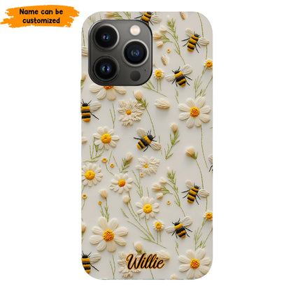 Bee & Daisy Floral - Personalized Phone Case