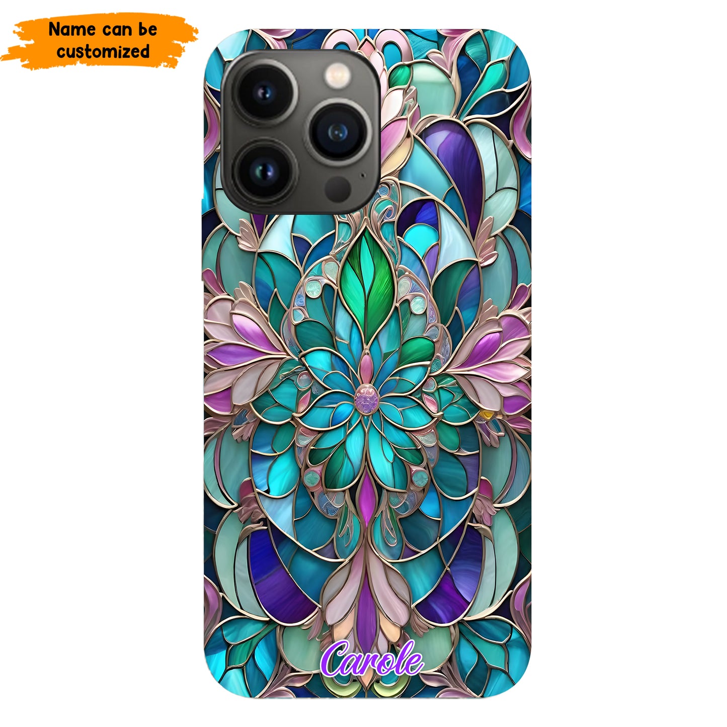Personalized Stained Glass Mandala Phone Case