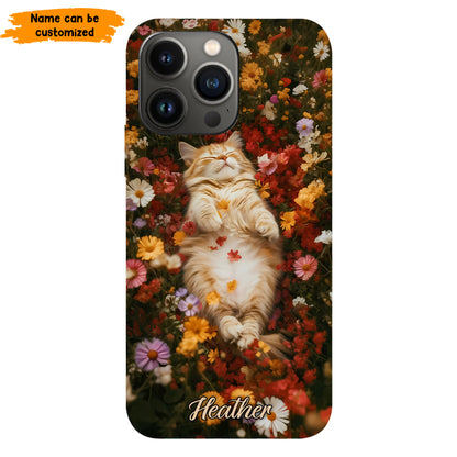 Cozy Cat in Flowers Personalized Phone Case
