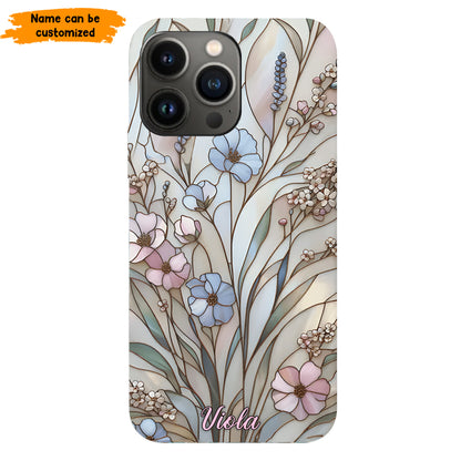 Wildflower Stained Glass Effect  – Personalized Flower Phone Case