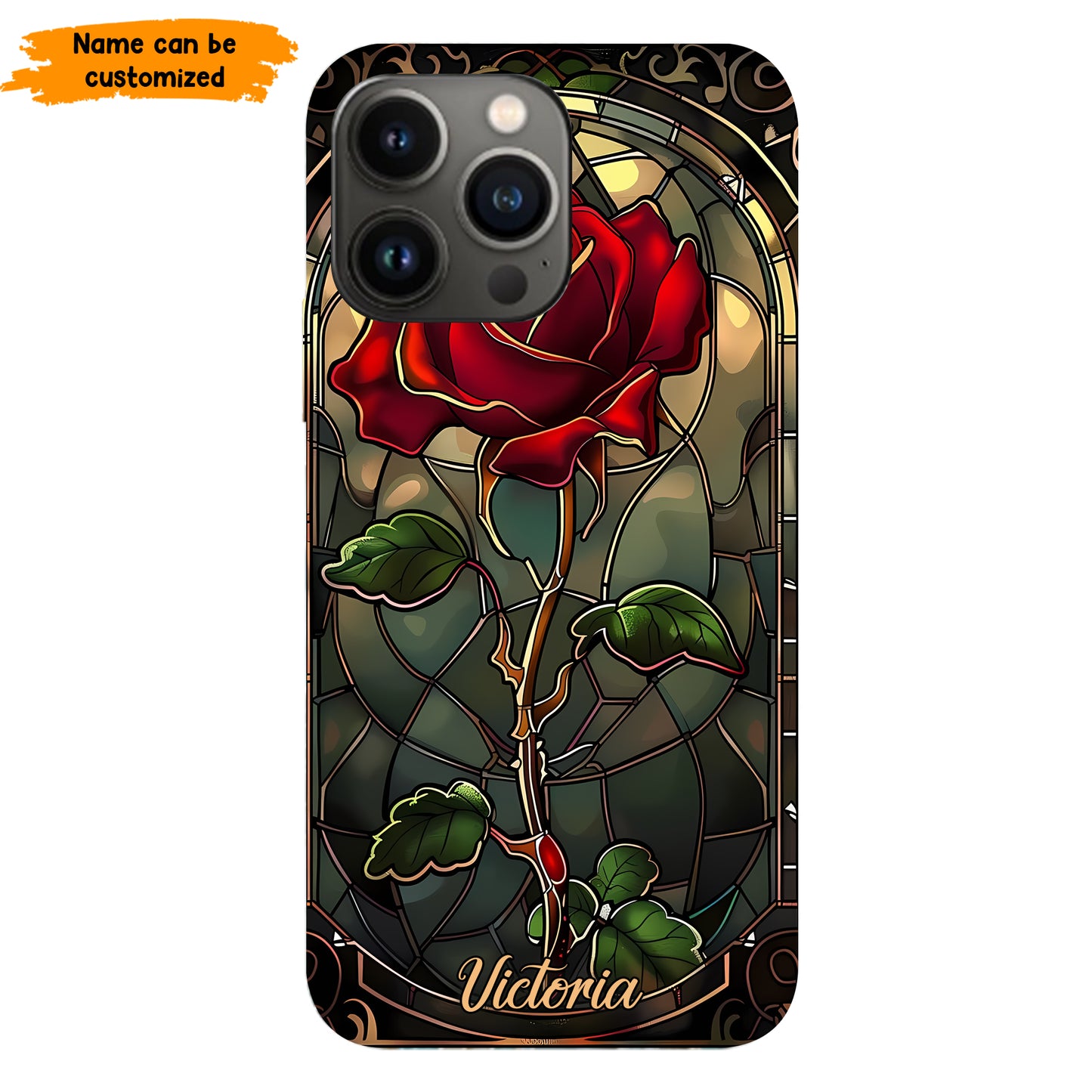 Personalized Stained Glass Rose Phone Case