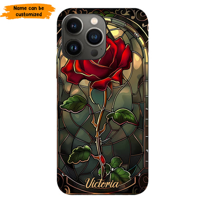 Personalized Stained Glass Rose Phone Case