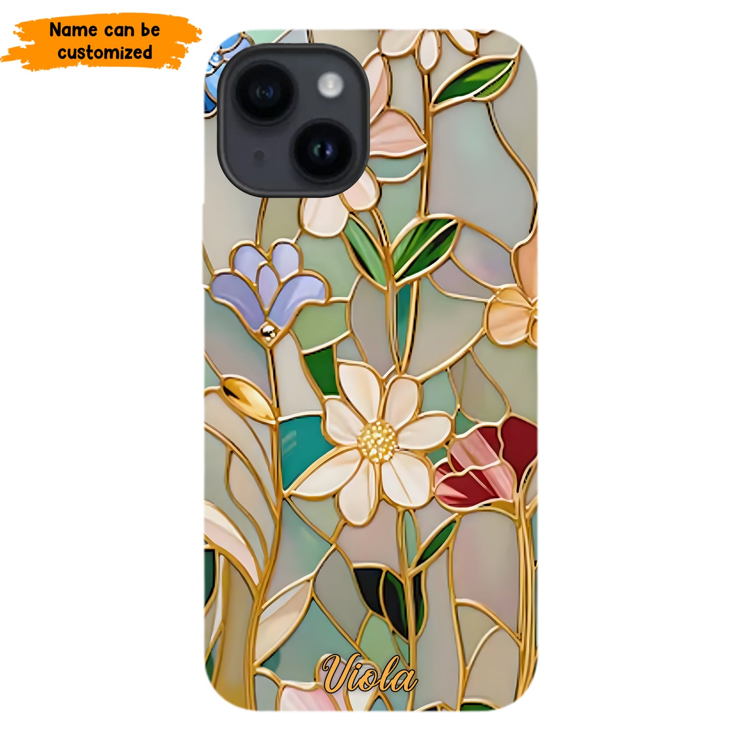 Personalized Wildflower Stained Glass Effect Phone Case