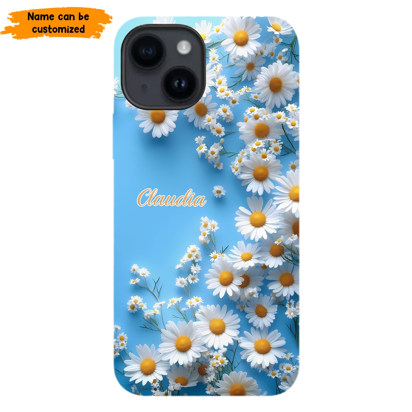 Personalized Daisy Blue Background Phone Case