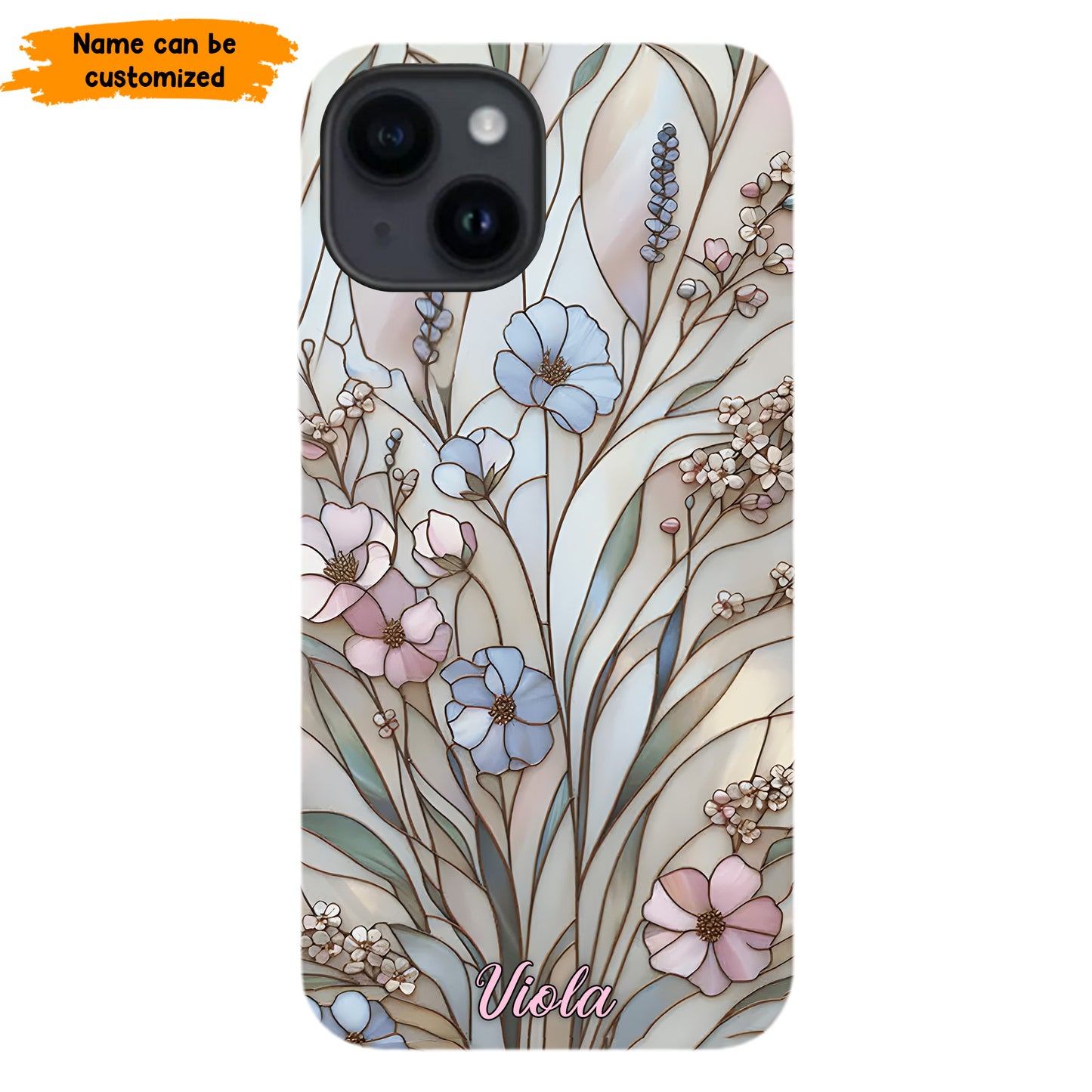 Wildflower Stained Glass Effect  – Personalized Flower Phone Case