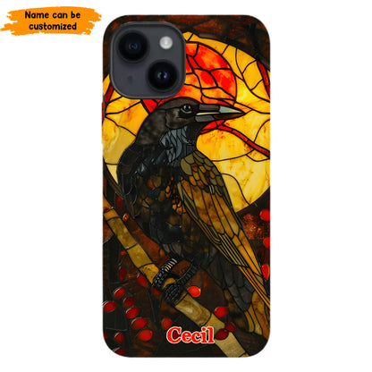 Personalized Stained Glass Raven Phone Case