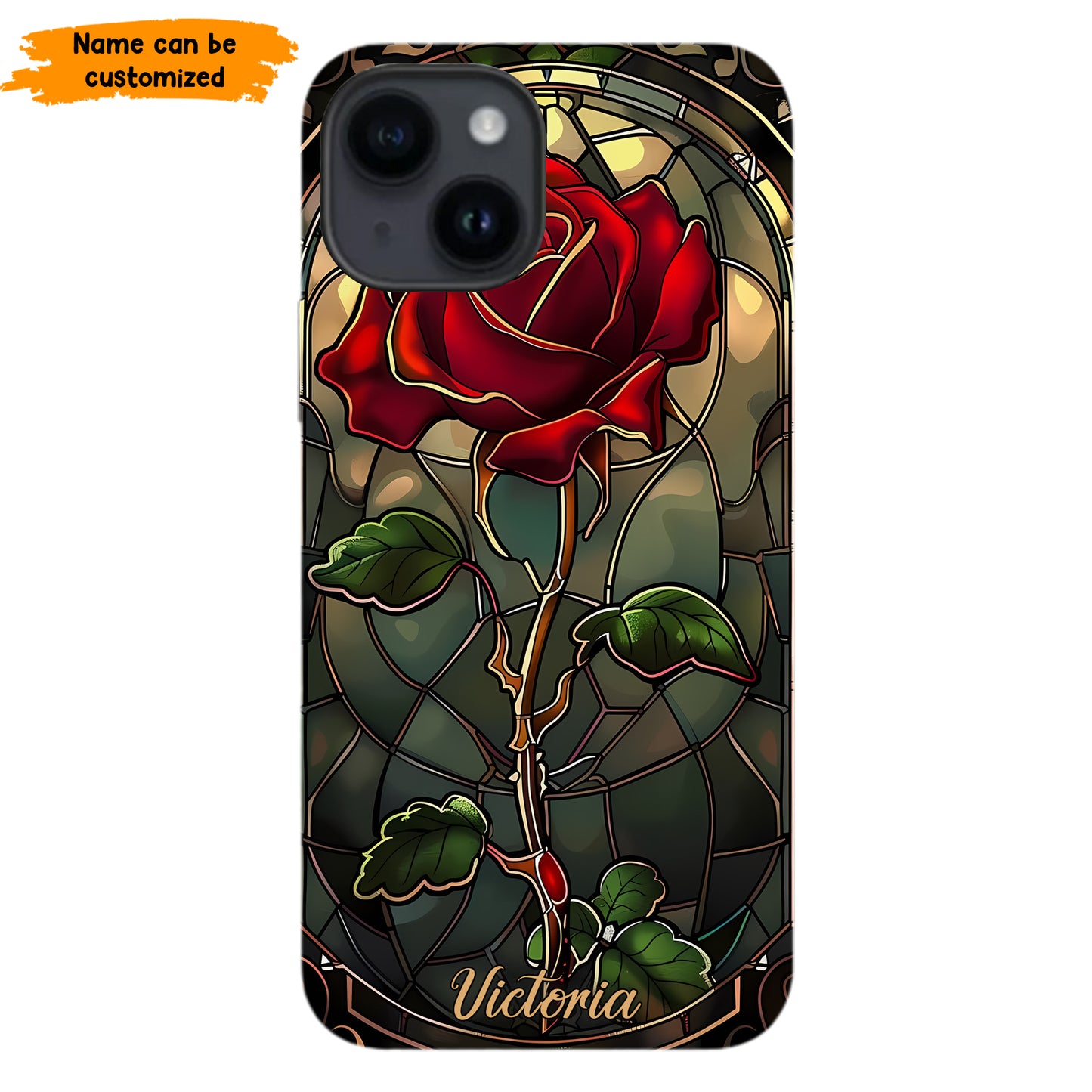 Personalized Stained Glass Rose Phone Case