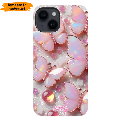 Personalized Pink Opal Butterfly Phone Case