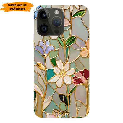 Personalized Wildflower Stained Glass Effect Phone Case