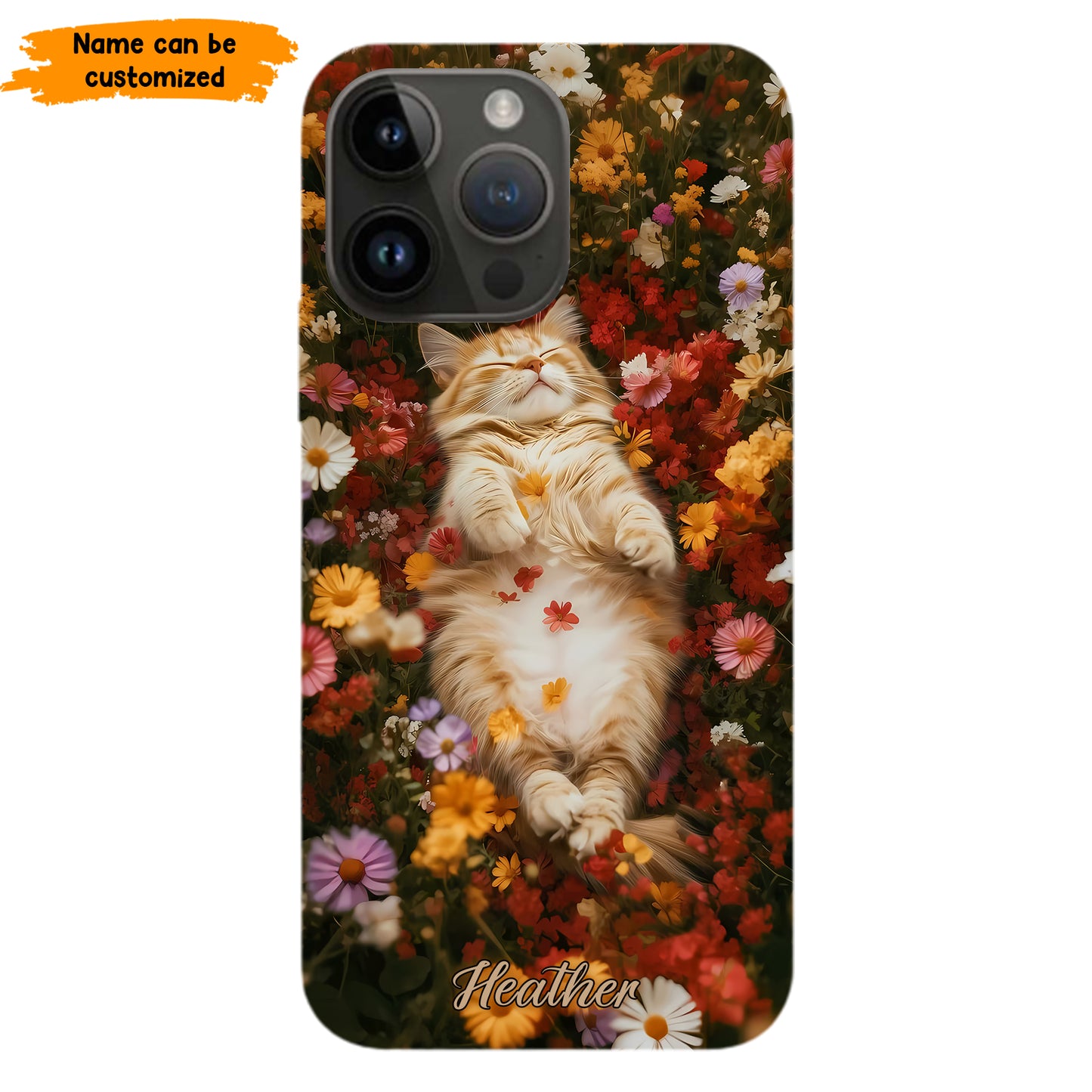 Cozy Cat in Flowers Personalized Phone Case