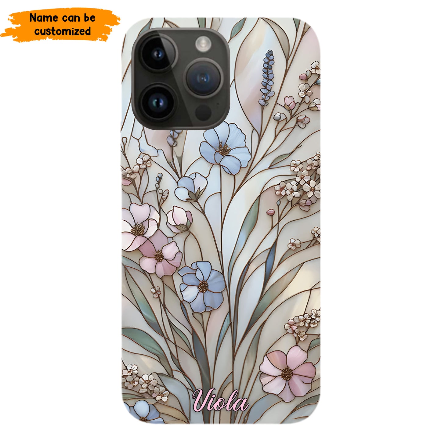 Wildflower Stained Glass Effect  – Personalized Flower Phone Case