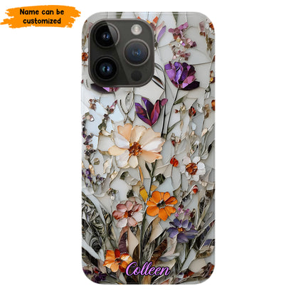 Mosaic Pressed Flowers – Personalized Phone Case