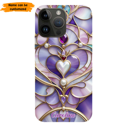 Personalized Royal Heart Stained Glass Phone Case