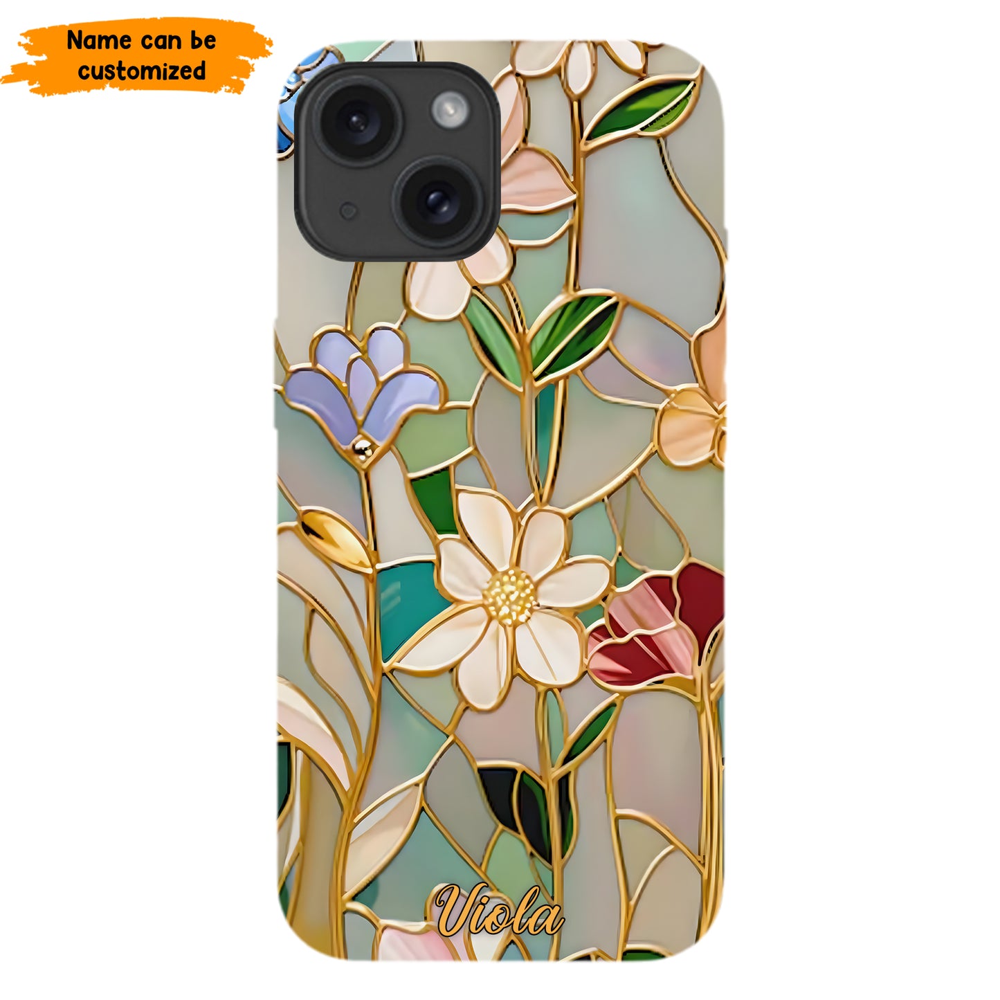 Personalized Wildflower Stained Glass Effect Phone Case