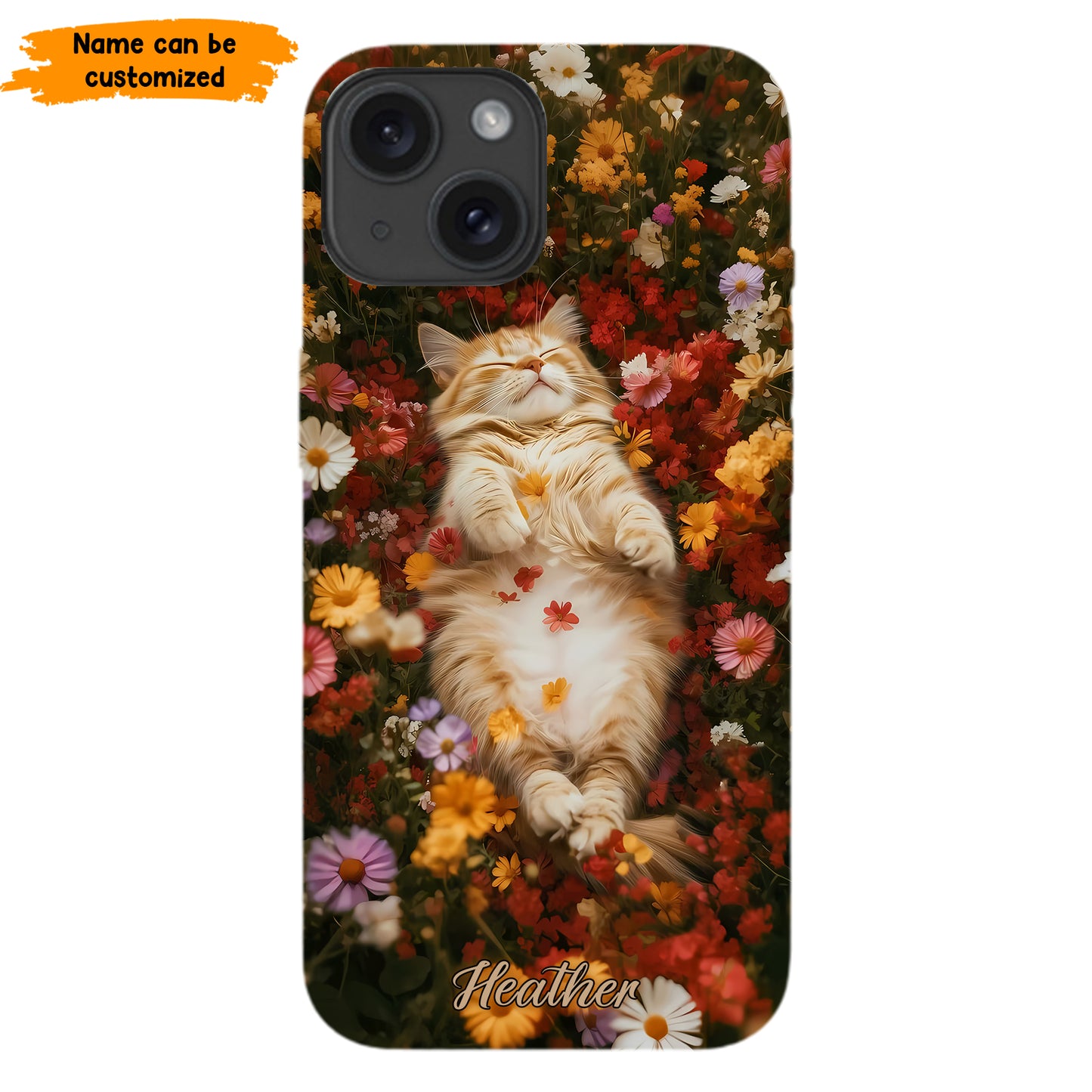 Cozy Cat in Flowers Personalized Phone Case