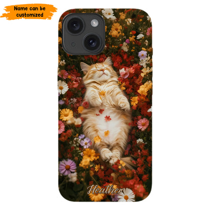 Cozy Cat in Flowers Personalized Phone Case