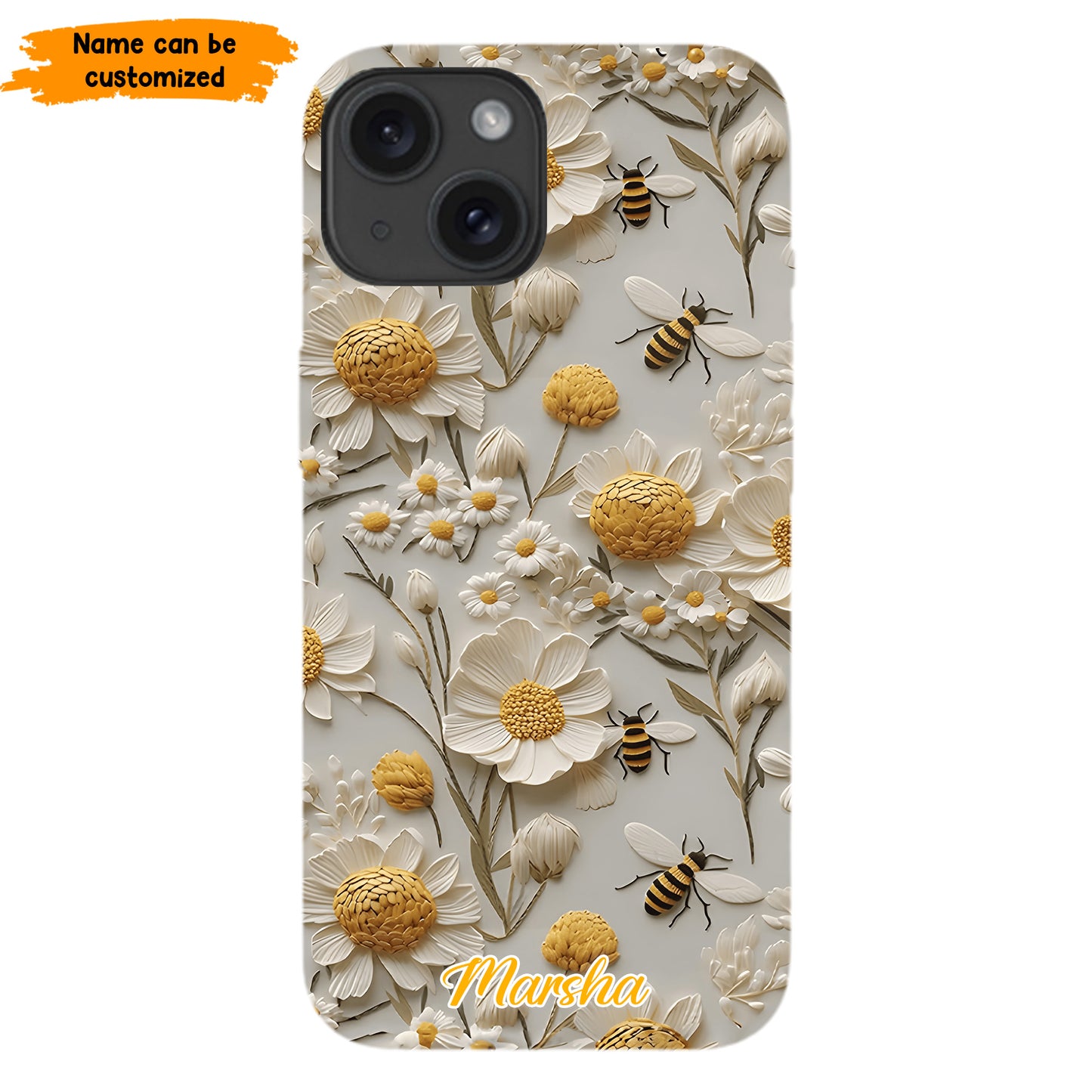 Bee Floral – Personalized Phone Case