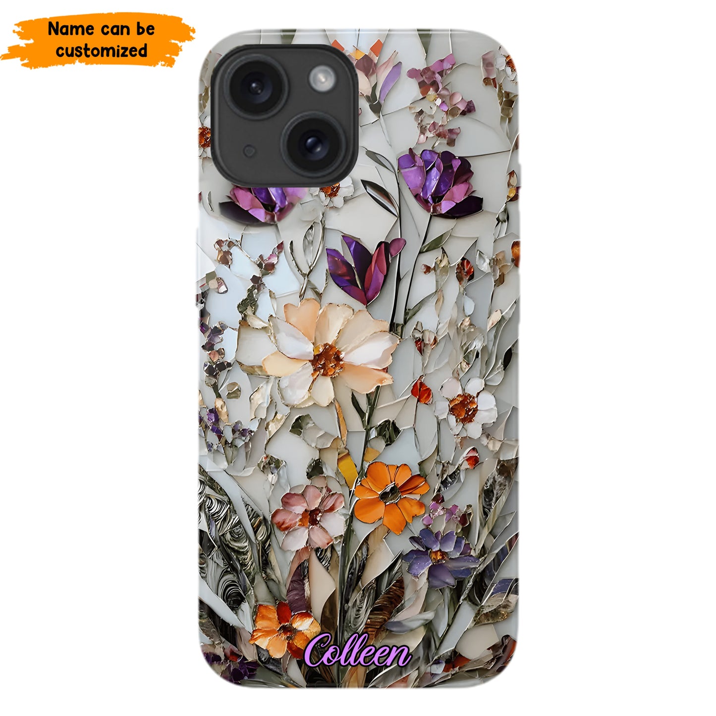 Mosaic Pressed Flowers – Personalized Phone Case