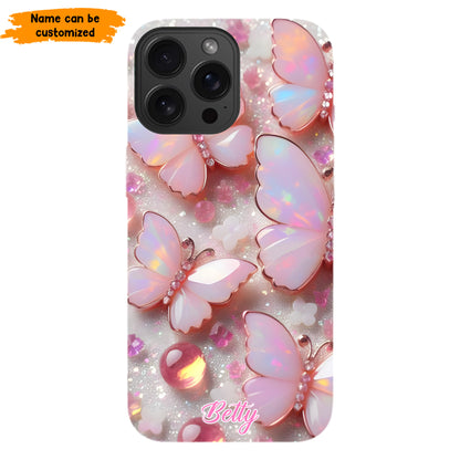 Personalized Pink Opal Butterfly Phone Case