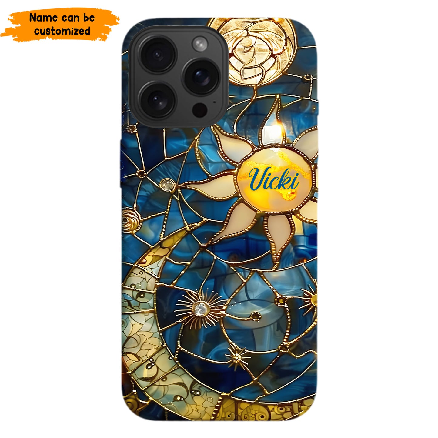 Personalized Celestial Dreams Phone Case – Stained Glass Style