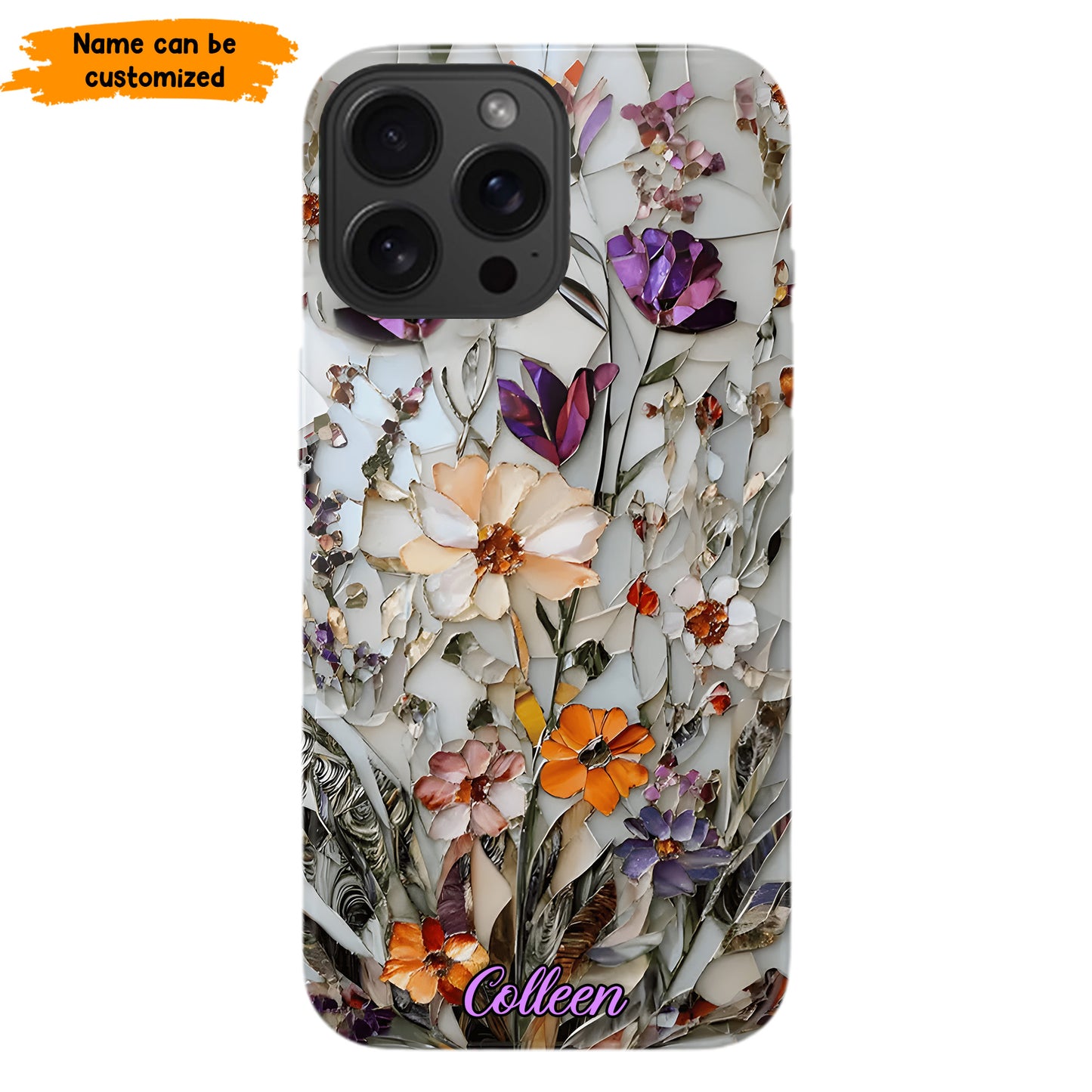 Mosaic Pressed Flowers – Personalized Phone Case