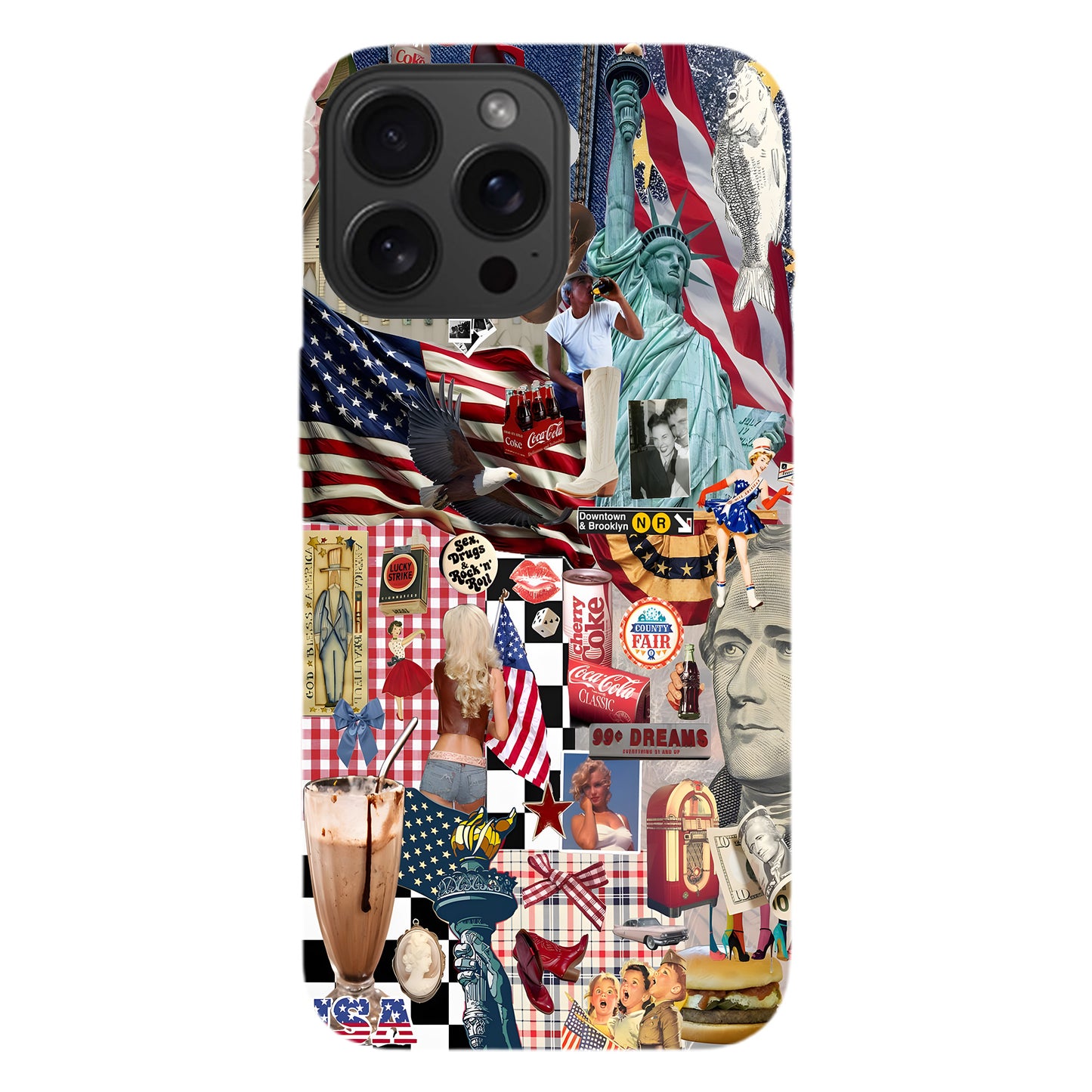 American Dream Collage – Retro Patriotic Phone Case