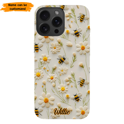 Bee & Daisy Floral - Personalized Phone Case