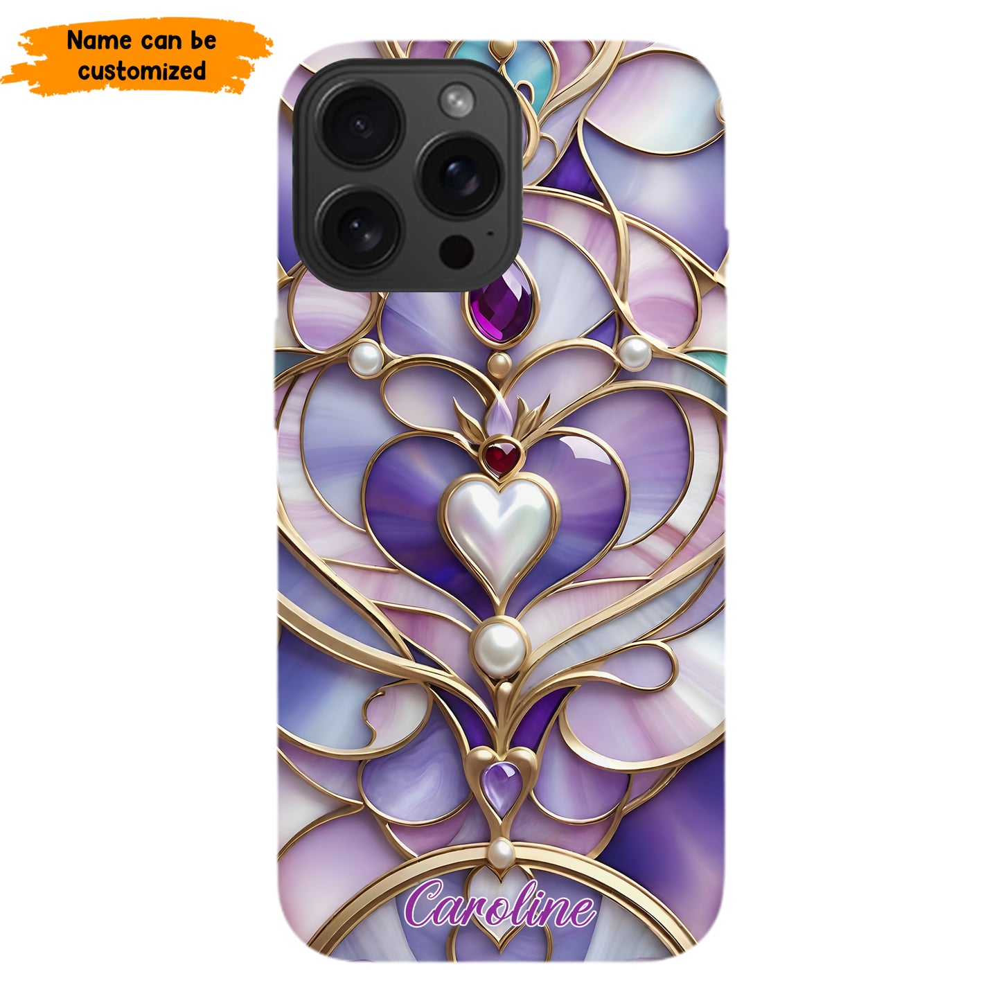 Personalized Royal Heart Stained Glass Phone Case