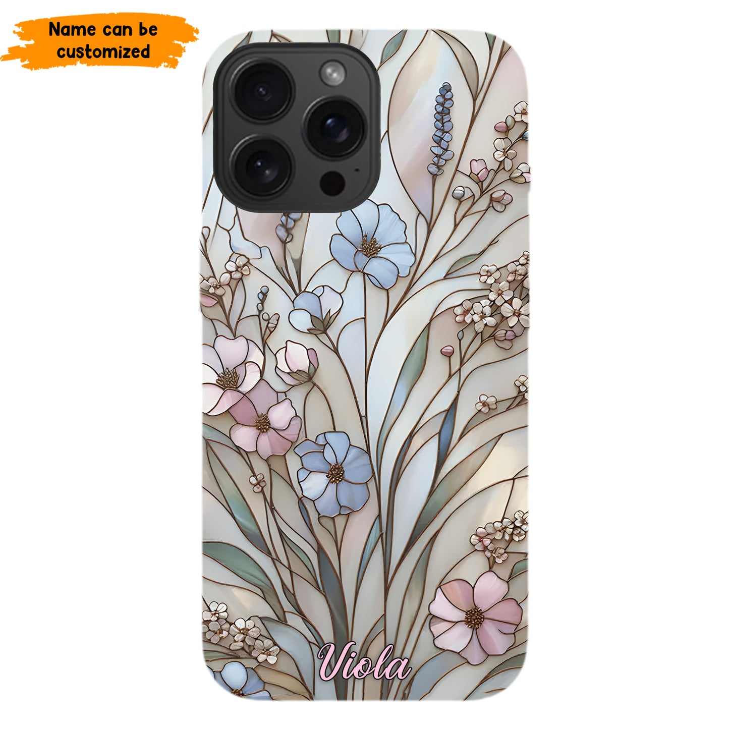 Wildflower Stained Glass Effect  – Personalized Flower Phone Case