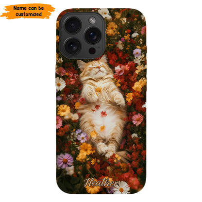 Cozy Cat in Flowers Personalized Phone Case