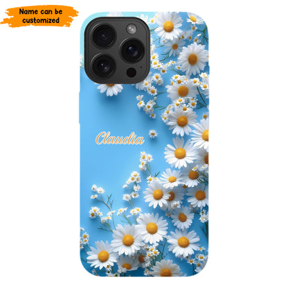 Personalized Daisy Blue Background Phone Case